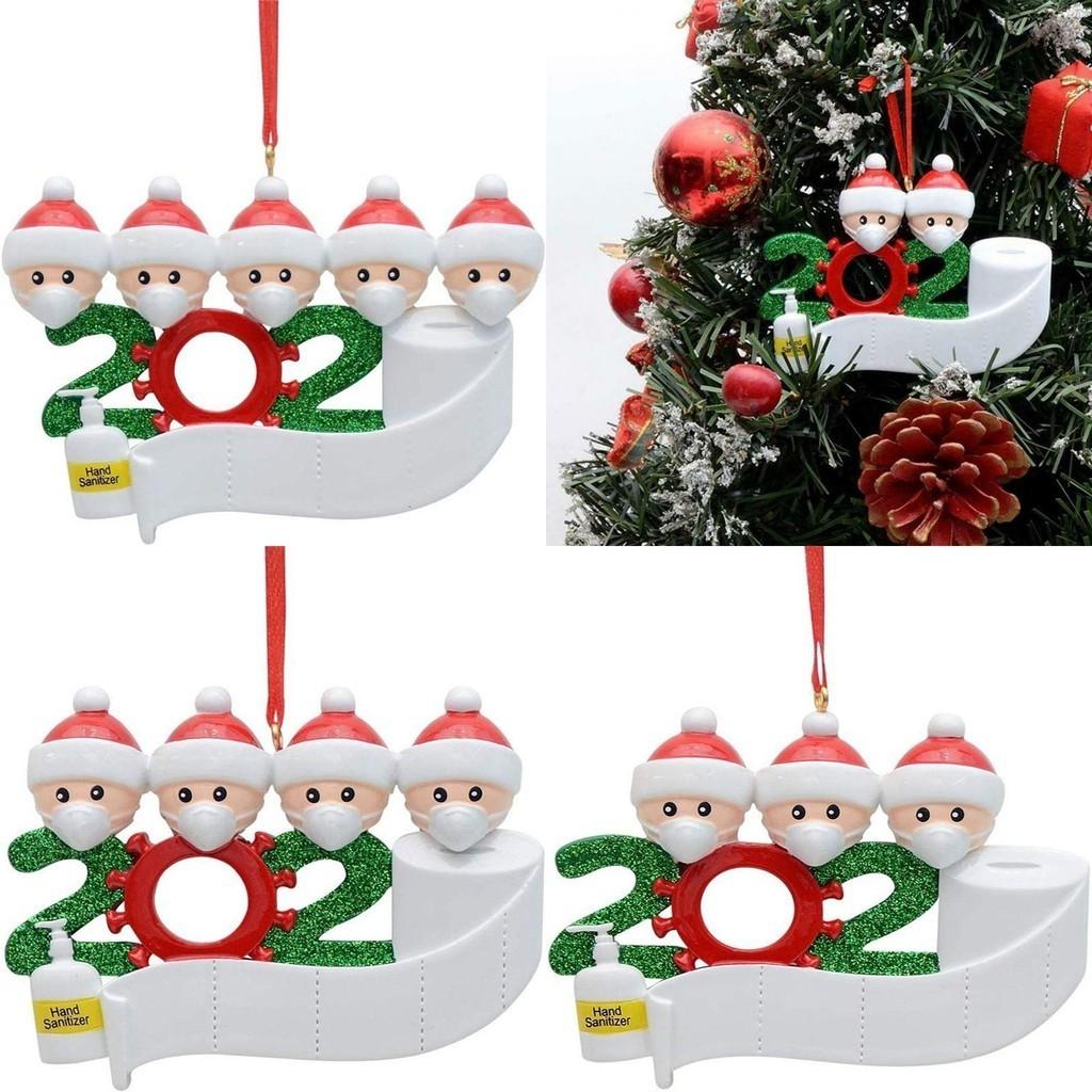 2020 Xmas Tree Ornaments Featuring Santa Claus With Mask And Diy Family Name