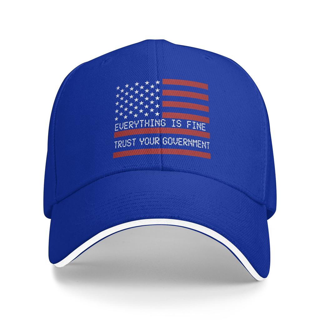 Vintage Everything is Fine Trust Your Government Meme Baseball Cap Fashion Women Men Trucker Hat Sun Tennis Skate Snapback Cap