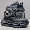 Mens Premium Leather Chunky Sneakers Casual Thick Sole Height Increasing Comfortable Walking Shoes