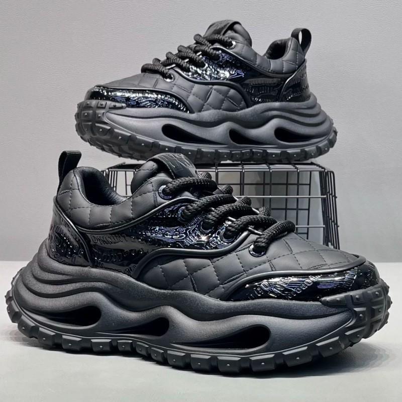 Mens Premium Leather Chunky Sneakers Casual Thick Sole Height Increasing Comfortable Walking Shoes
