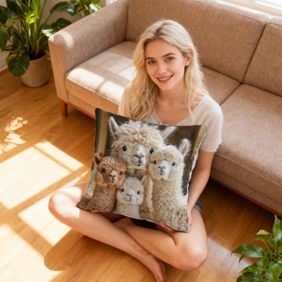 Poszewka na poduszkę we wzór alpaki, żywy nadruk zwierzęcy, uniwersalny rozmiar, poszewka na poduszkę z ukrytym zamkiem błyskawicznym, dom