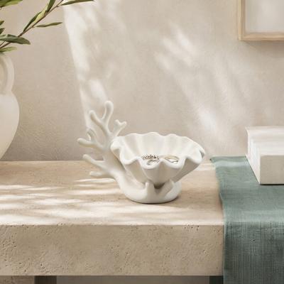 3D Printed Shell Shape Jewelry Dish Tray, Ocean Wave Organizer with Grooved Design, Matte Vanity Ring Earrings Necklaces Holder, Mothers Day