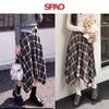 SPAO Korean Style High-Waisted Plaid A-Line Midi Skirt
