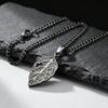 Collana con Foglia Vintage per Uomini Ragazzi, Collana con Ciondolo Foglia d'Acero in Acciaio Inossidabile Grigio, Gioiello Foglia Simbolo del Canada Regalo