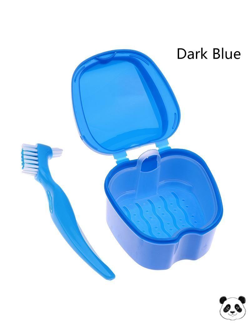 

Dental Retainer Case with Toothbrush Holder Portable Travel Storage Box for Orthodontic Appliances and Dentures Compact Design One size