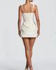 2026 Women's French Style Bodycon Square Neck Sleeveless Dress with Lace-up Waist