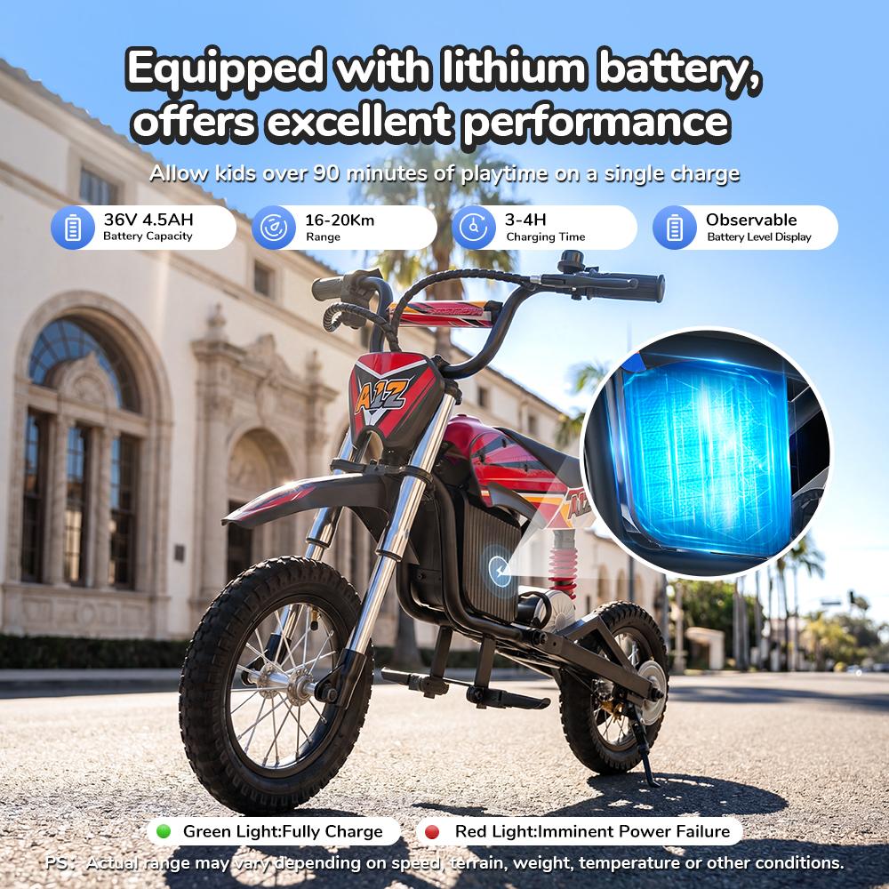 Trotinetă Electrică A12 pentru Copii 350W 4.5Ah Roți de 12'' Suspensie Față și Spate 3 Viteze 8-25KM/H Autonomie 19-22KM Trotinetă Electrică pentru Copii