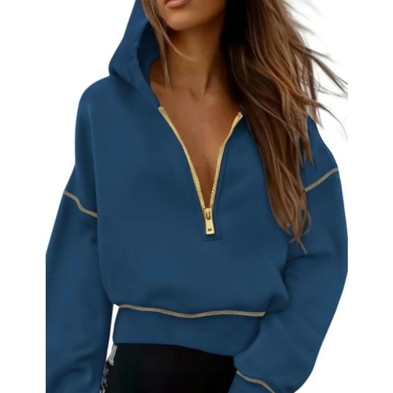 YYFS Felpe con cappuccio e felpe con cappuccio a maniche lunghe con stampa tinta unita casual alla moda da donna
