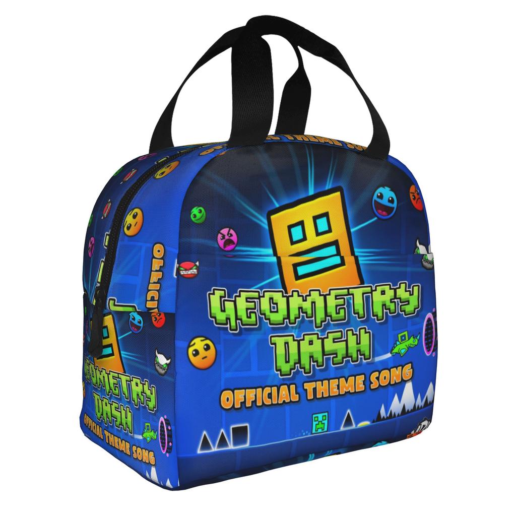 Cartoon Geometry D-Dashs Video Game Insulated Lunch Bag for School Office Resuable Cooler Thermal Bento Box Women Men