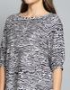MONTE CARLO Womens Printed Black & White Round Neck 3/4 Sleeve Top
