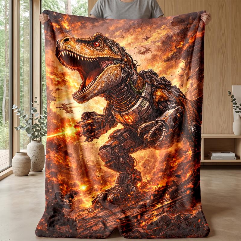 Pink Dinosaur Pattern Theme blanket Lightweight Warm Flannel Blanket Decorative Throw Blanket for Home Decoration