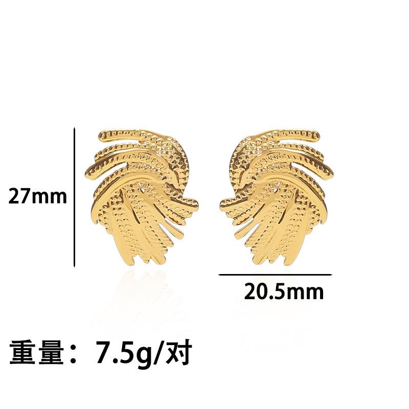 

European and American stainless steel geometric irregular vortex design stud earrings exaggerated retro personality earrings popular earrings Ready to ship золотой