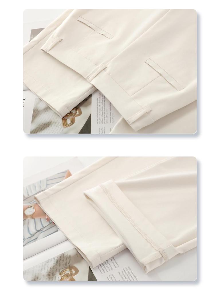 Women's Khaki Wide-Leg Suit Pants: 2025 Spring High-Waist Straight-Leg Style for Casual and Formal Wear
