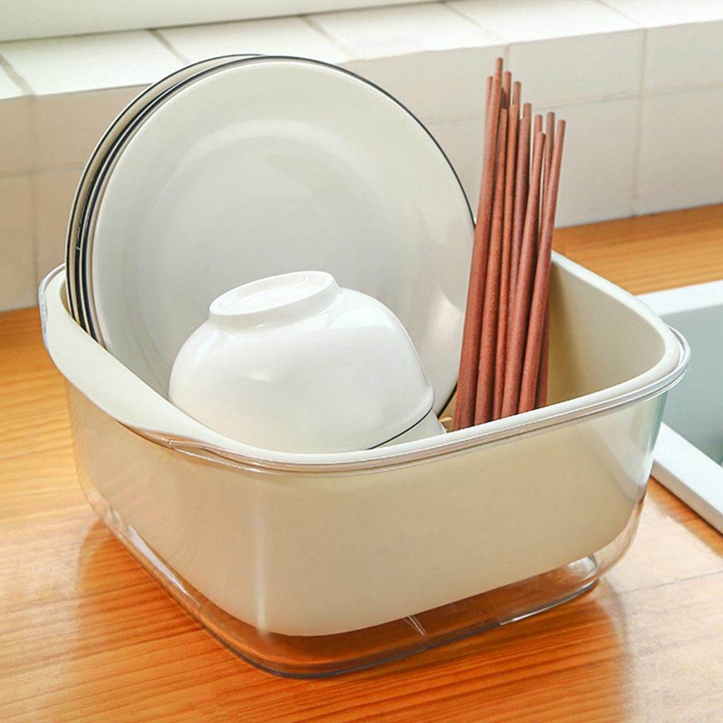 Double Layer Vegetables Fruits Washing Basket Kitchen Colanders Bowl Set Plastic Drain Basin Basket