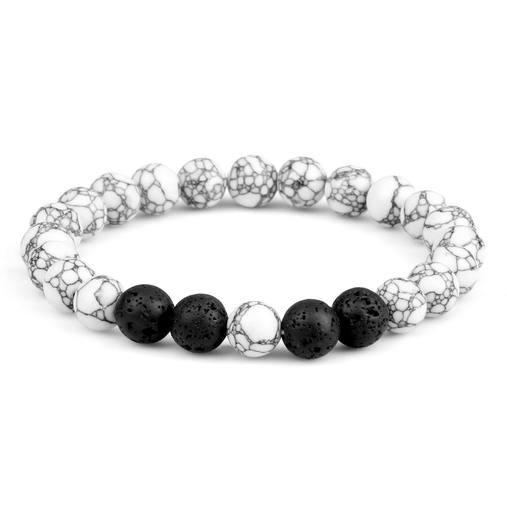 Distance Bracelet For Women Couples 8mm Natural Volcanic Rock Black Matte Blue Turquoises Beaded Stone Bracelets Men Jewelry
