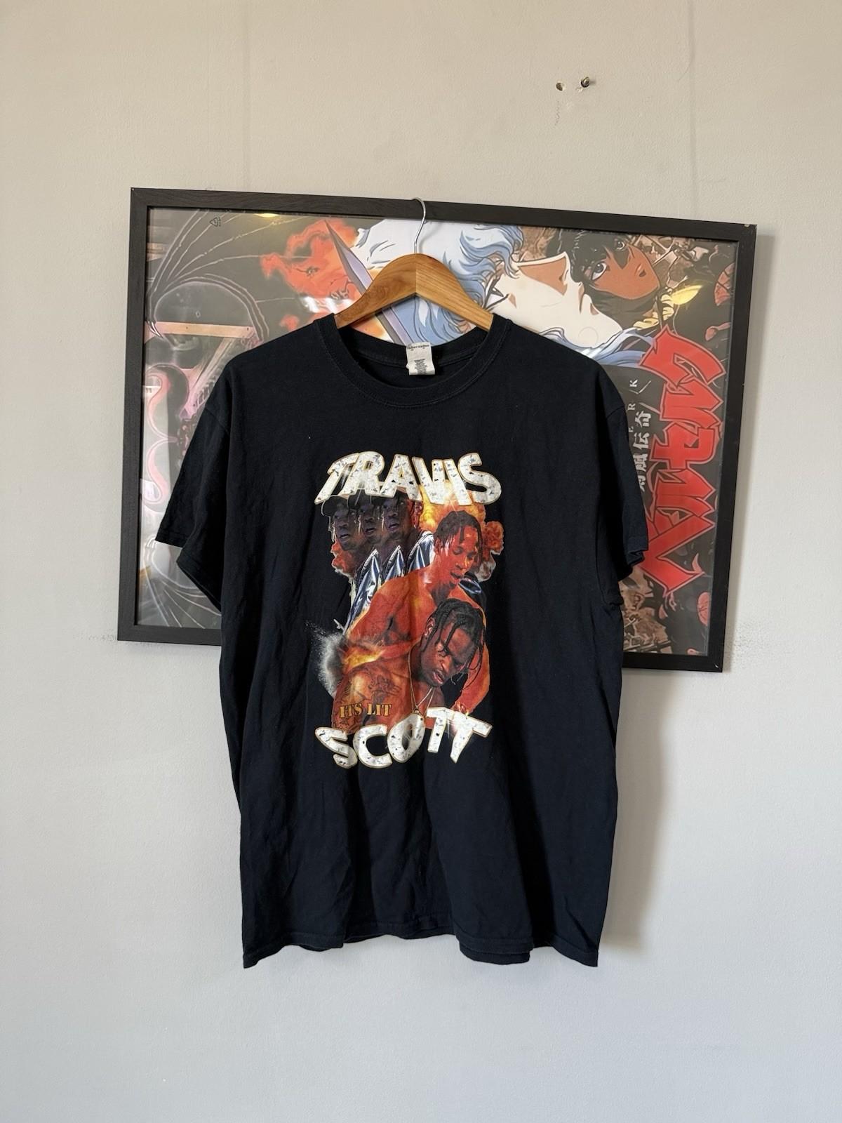 Travis Scott It’s Lit Graphic T-Shirt Black Men s Size Large Gildan Heavy Unisex T-Shirt S