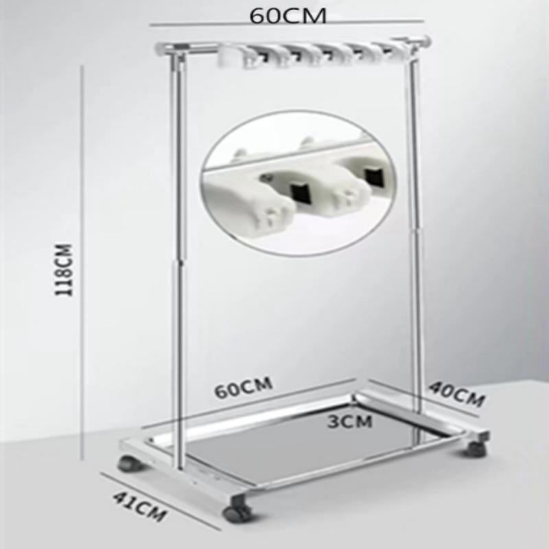 Stainless Steel Mobile Mop and Broom Holder Stand for Cleaning Tools