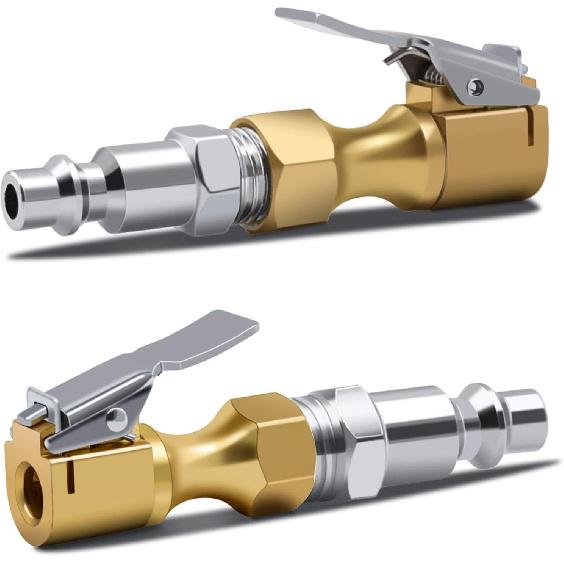 SAFELIFE Brass Air Chuck Closed Flow Tire Chuck Heavy Duty Locking Tire Inflator Chuck with Clamp