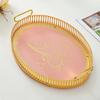 Oval Serving Tray Light Luxury Decorative Metal with Handles Versatile Marble Pattern Platter