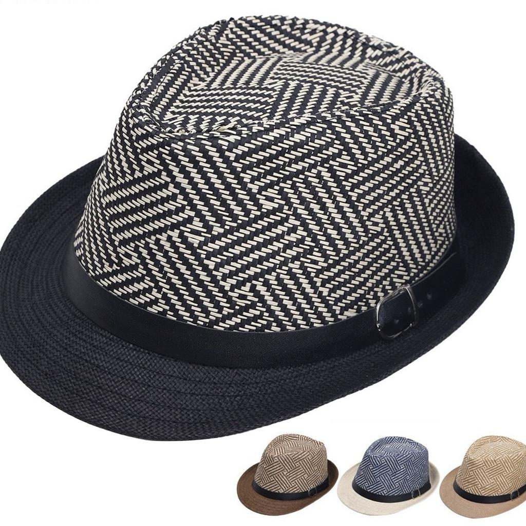 Linen Top Hat Men's Jazz Hat Sun Protection Elderly Man Curled Vintage Panama Straw Hat British Sun Hat