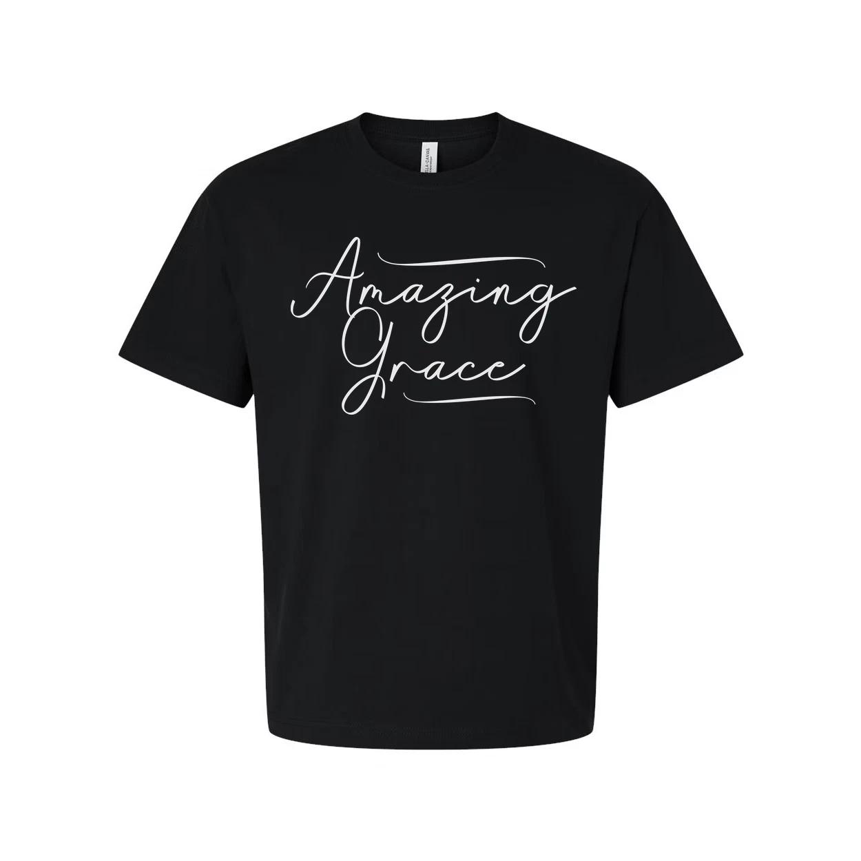 

Amazing Grace Script T Shirt For Christians 3XL