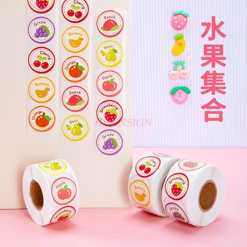 1roll Various fruit stickers for babies to recognize strawberries, vegetables, hand books, decorative materials, stationery