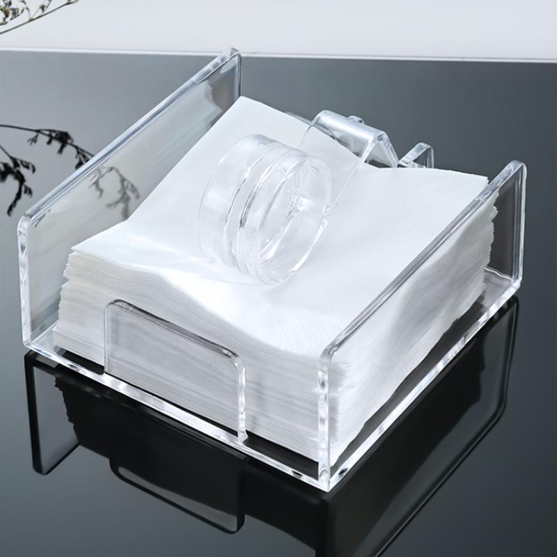 Acrylic Desktop Vertical Paper Towel Holder Restaurant Square Paper Towel Holder Household Transparent Tissue Holder