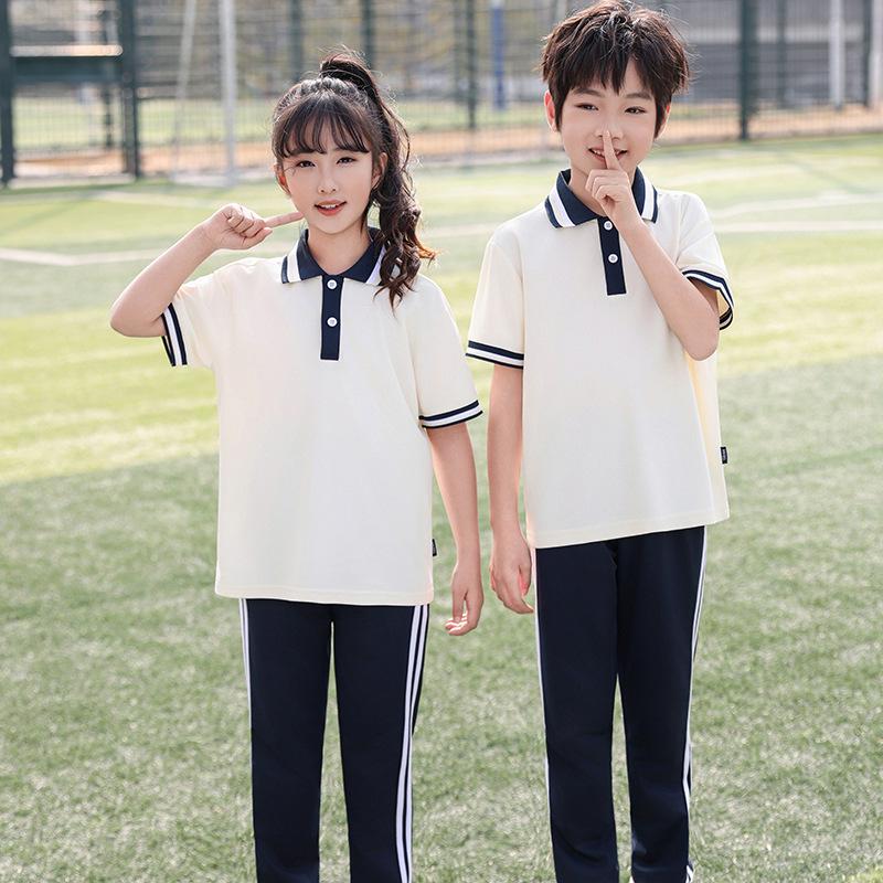 Summer School Student Short Sleeve Uniform Set for Primary and High School Sports and Graduation Events
