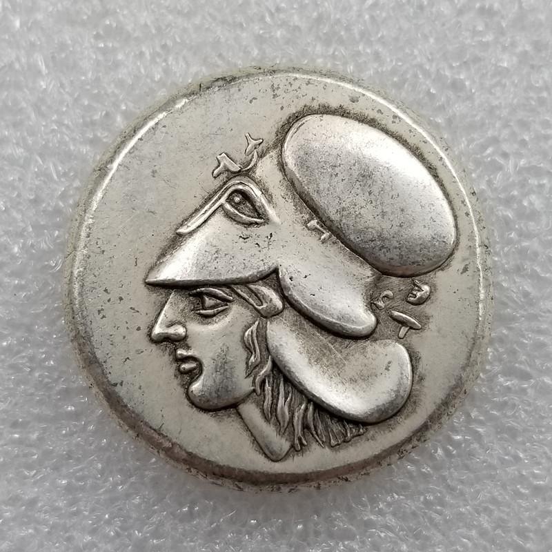 Antique Greek Goddess Coin Statue in Copper-Plated Silver No