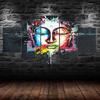 Abstract Colorful Buddha Face 5 Piece Five Panel Wall Canvas Print Modern Art Poster Picture Home Decor Gift For Him Her
