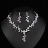 European & American Vintage Plum Blossom Necklace Set with Colored Diamonds