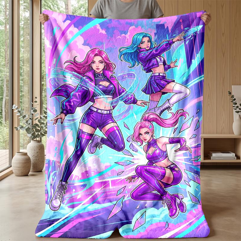 Neon Lights Party Theme Blanket Lightweight Warm Flannel Blanket Decorative Throw Blanket for Home Decoration