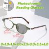 Retro Stylish Photochromic Reading Glasses for Women Fashion Oval Frame Anti Blue Light Color Changing Near Sight Eyeglasses