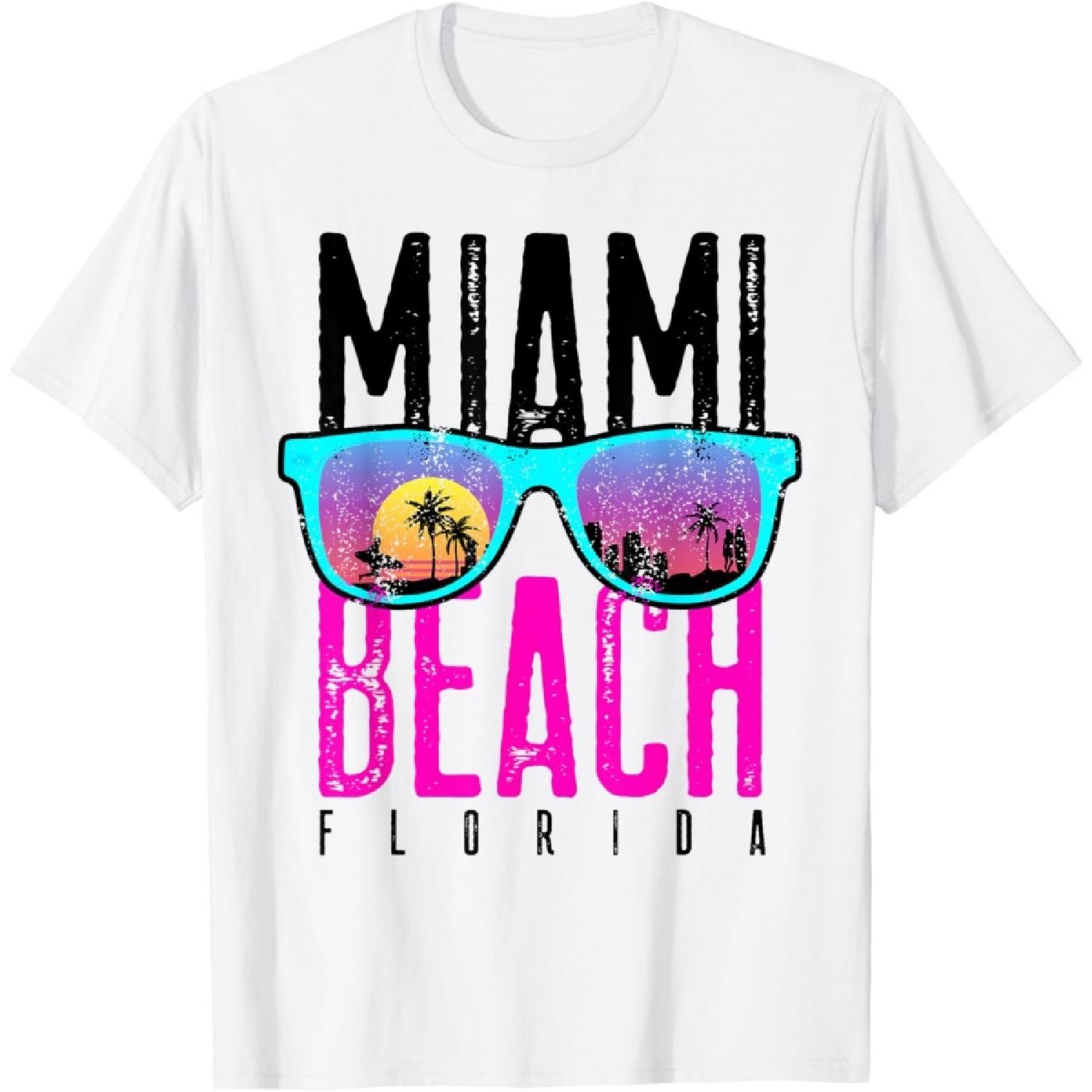 Майка Miami Beach Закат Флориды Ретро Сувенир Серф Майка Майами S белый