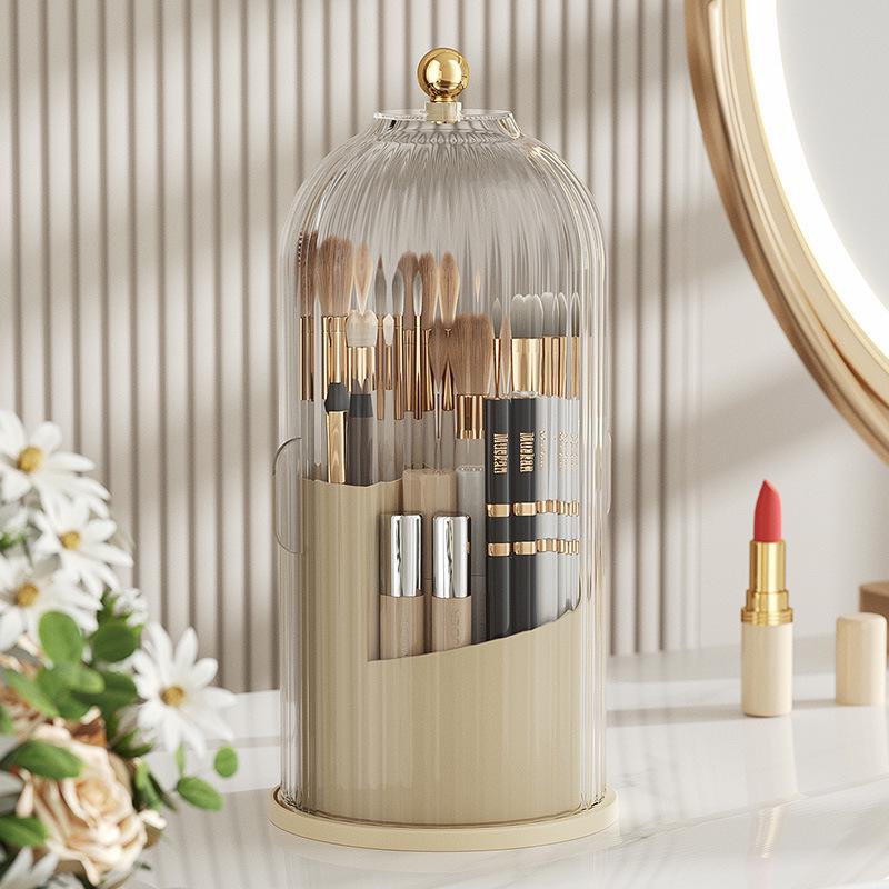 Rotating Makeup Brush Holder & Cosmetic Organizer Box