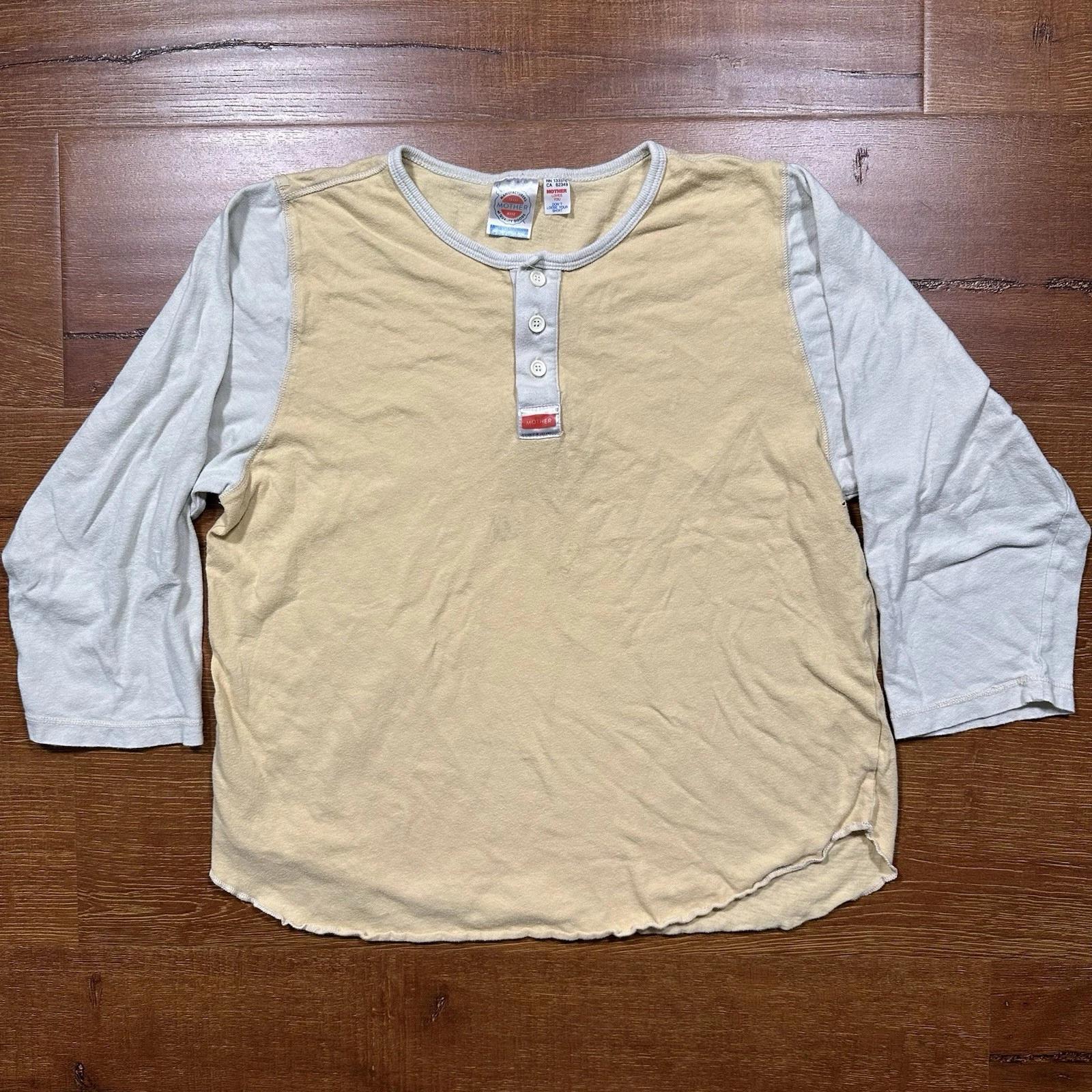

Mother The Dugout Baseball Henley T Shirt M Yellow 3/4 Sleeve Raglan Retro USA 3XL