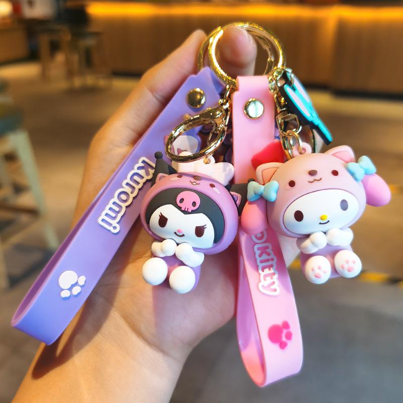New Anime Cartoon Sanrio Keychain PVC Figurines Car and Bag Keychains Kawaii Cute Personalized Gifts Y2k Fashion Toys Anime