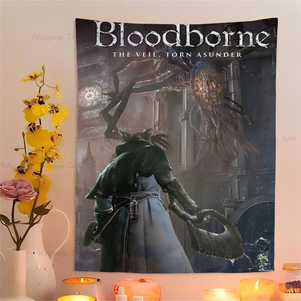 

Classic Game Bloodborne Colorful Tapestry Wall Hanging Hippie Flower Wall Carpets Dorm Decor Wall Art Decor 74x94cm(29x37in)