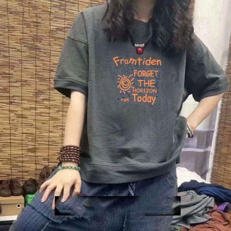 

Модная свободная повседневная хлопковая футболка с коротким рукавом, женская футболка с короткими рукавами и 2 рукавами 3XL серый