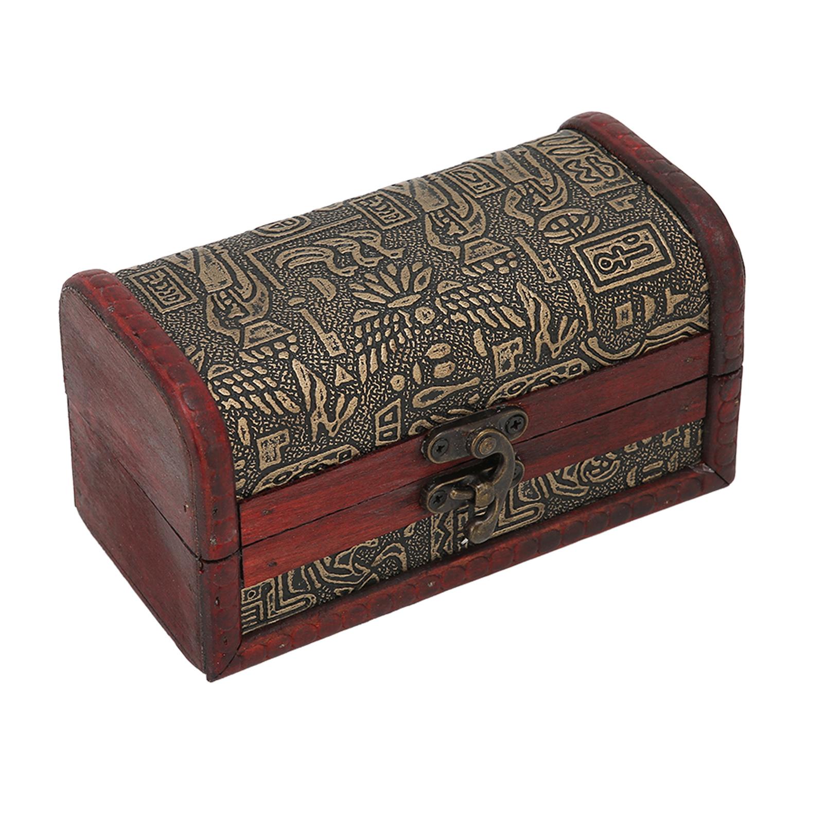 

Wooden Treasure Chest Retro Style Small Portable Exquisite Durable Wide Application Vintage Jewelry Box