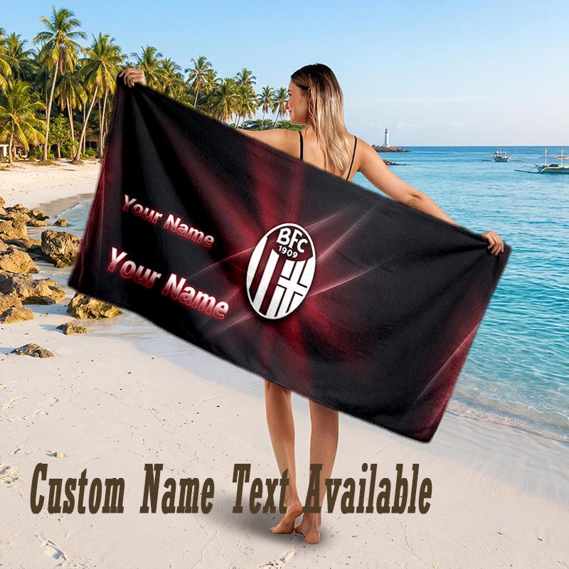 Bologna FC Design Beach Towel Custom Text Large Towel for Beach Vacation