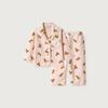 Lunaluz Girls Bearmellow Fleece Long Sleeve Collar Neck Pajamas Two Piece