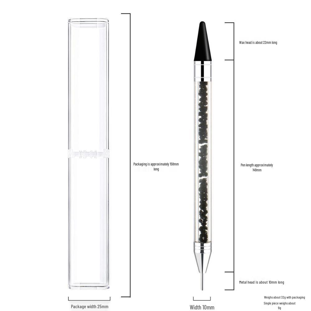 Double-ended Nail Art Rhinestone & Dotting Pen: Acrylic Wax, Adhesive, Drill Suction Pen for Nail Art.
