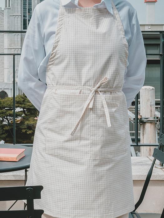 sosomoso Cotton Simple Check Apron - Natural Natural