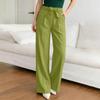 Women's Straight Leg Casual Pants with Slant Pockets and Waist
