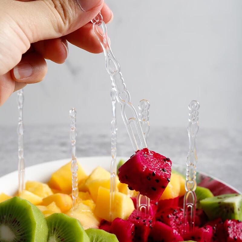 Jiamo Disposable Transparent Fruit Forks
