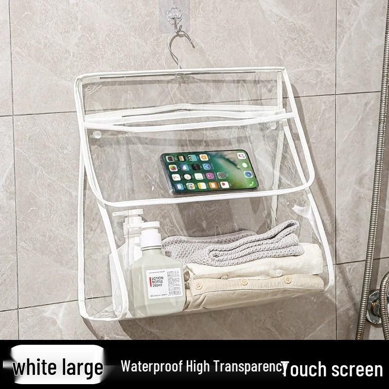 

Waterproof Hanging Clothes Bag for Bathroom and Dorm Storage Small White білий