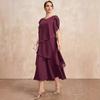 Elgeant Chiffon Mother Of The Bride Dresses Irregular Layered Petal Sleeve Flowy Maxi Dress Party Wedding Guest Dress Plus Size