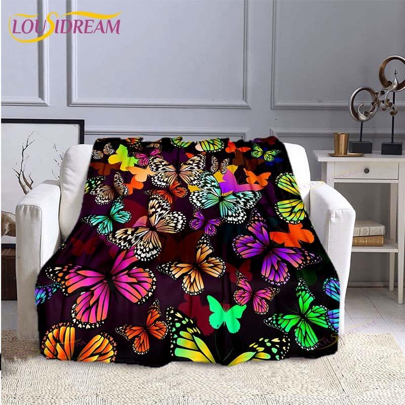 Butterfly Throw Blanket Soft Comfortable Sofa Blankets and Throws Flannel Blankets for Adults