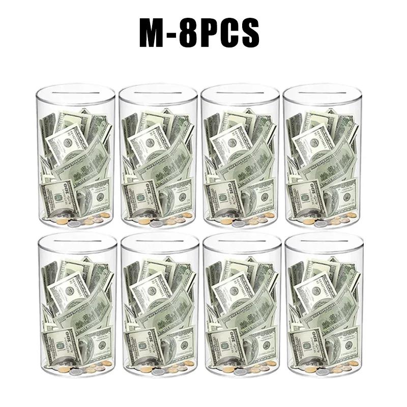 Modern Acrylic Money Jar Piggy Bank Child-Safe Unopenable Design Transparent Coin Savings Container Home Decor Desk Organizer